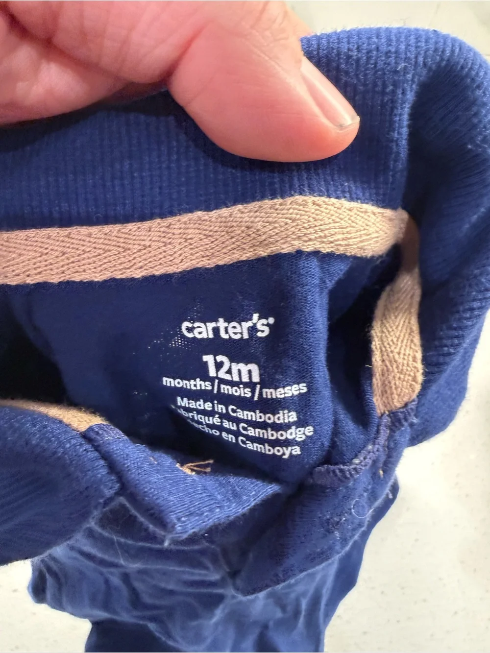 Carter's Navy Polo Shirt with Tan Dino Patch